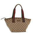 GUCCI Web Sherry Line GG Canvas Hand Bag Beige Green Red 214397  rd4468