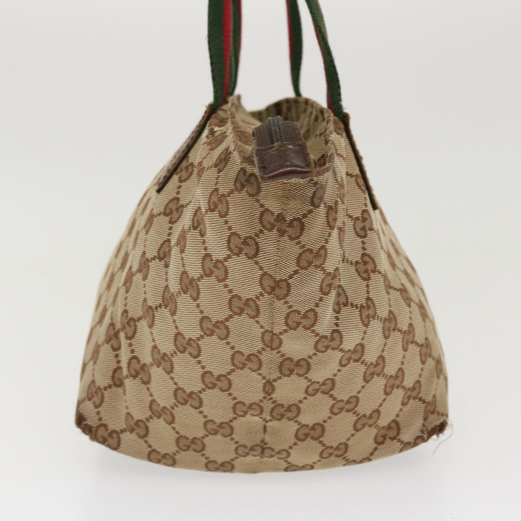 GUCCI Web Sherry Line GG Canvas Hand Bag Beige Green Red 214397  rd4468