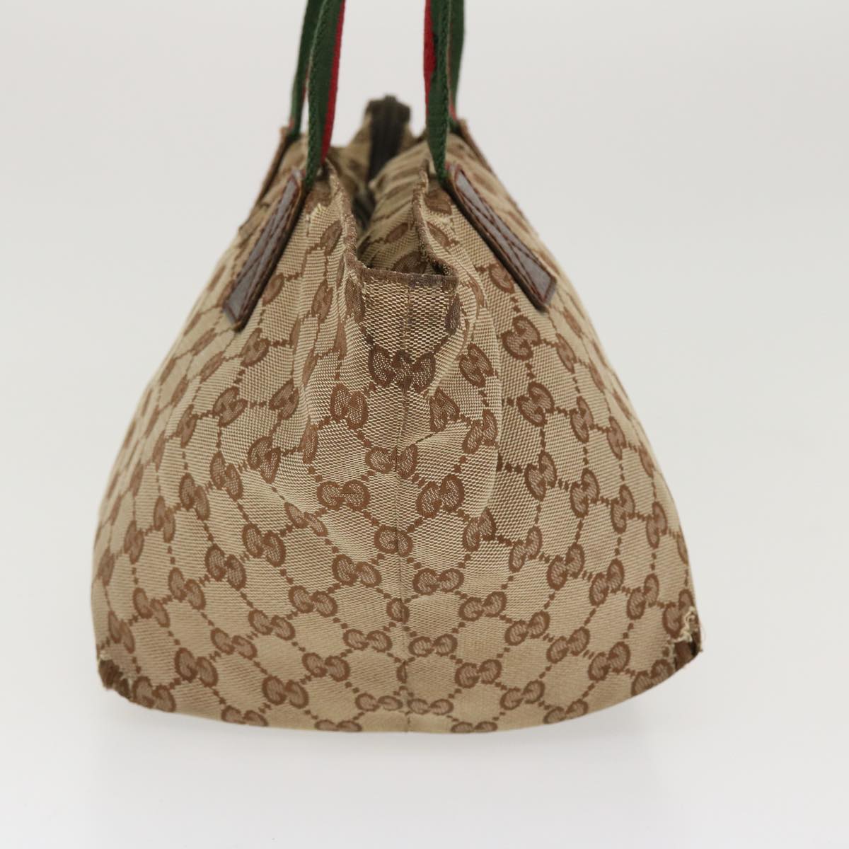 GUCCI Web Sherry Line GG Canvas Hand Bag Beige Green Red 214397  rd4468