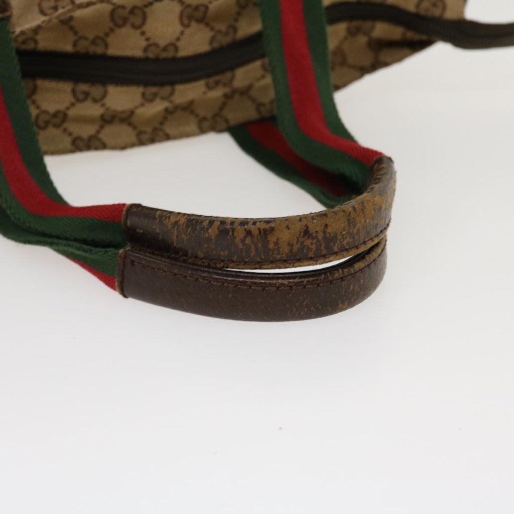 GUCCI Web Sherry Line GG Canvas Hand Bag Beige Green Red 214397  rd4468