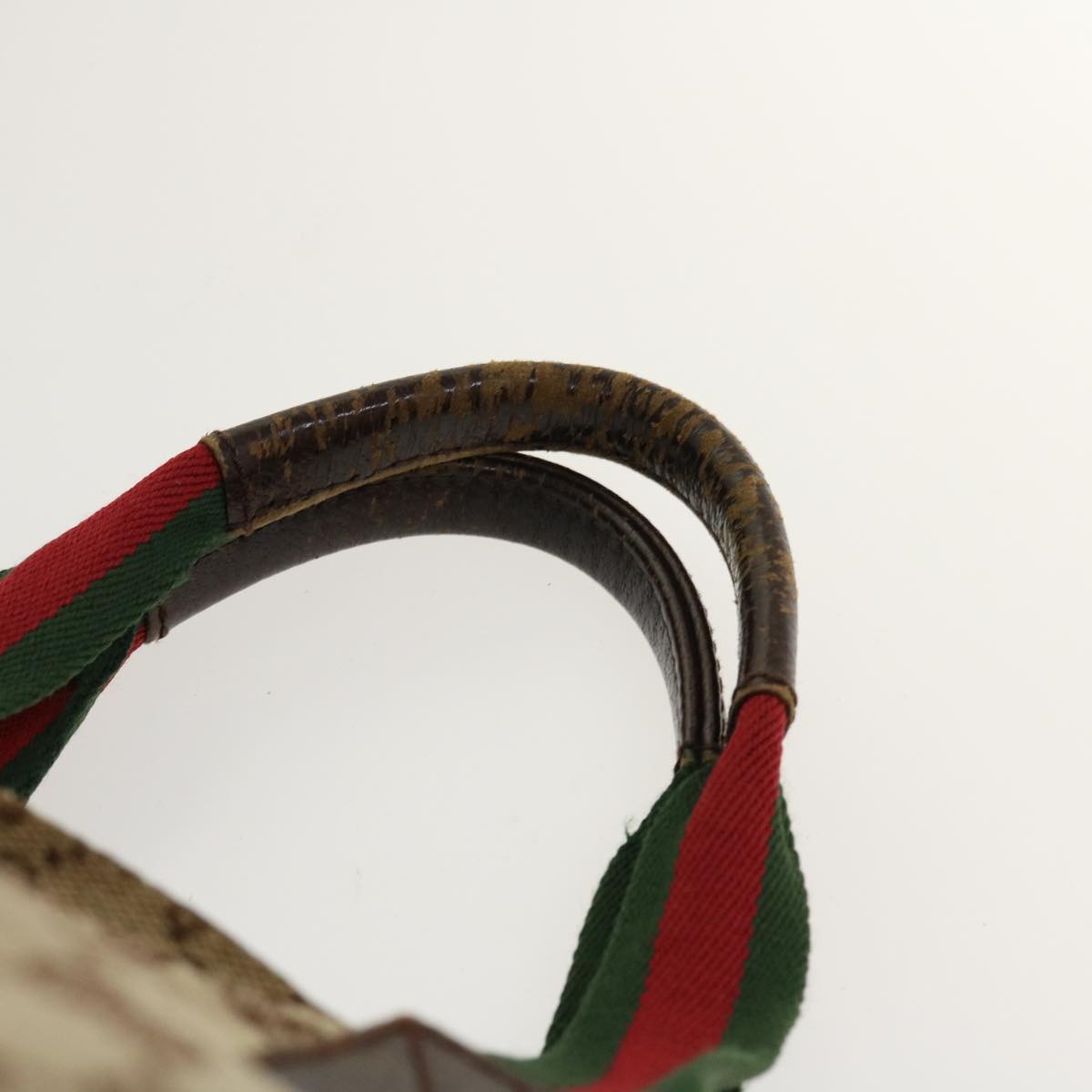 GUCCI Web Sherry Line GG Canvas Hand Bag Beige Green Red 214397  rd4468