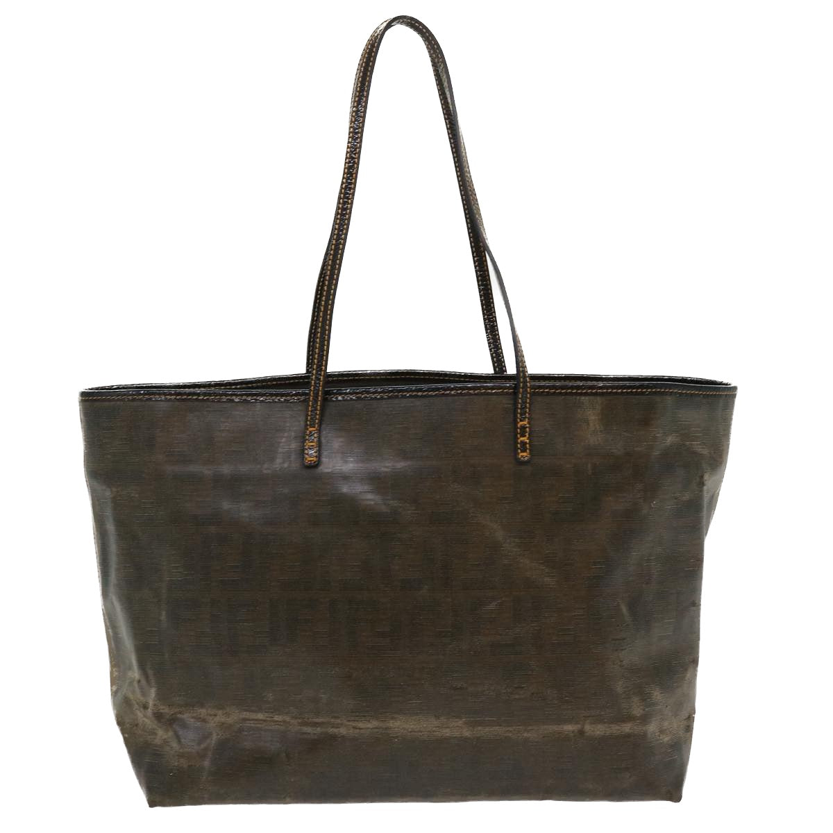 FENDI Zucca Canvas Tote Bag Coated Canvas Brown Yellow  rd4550