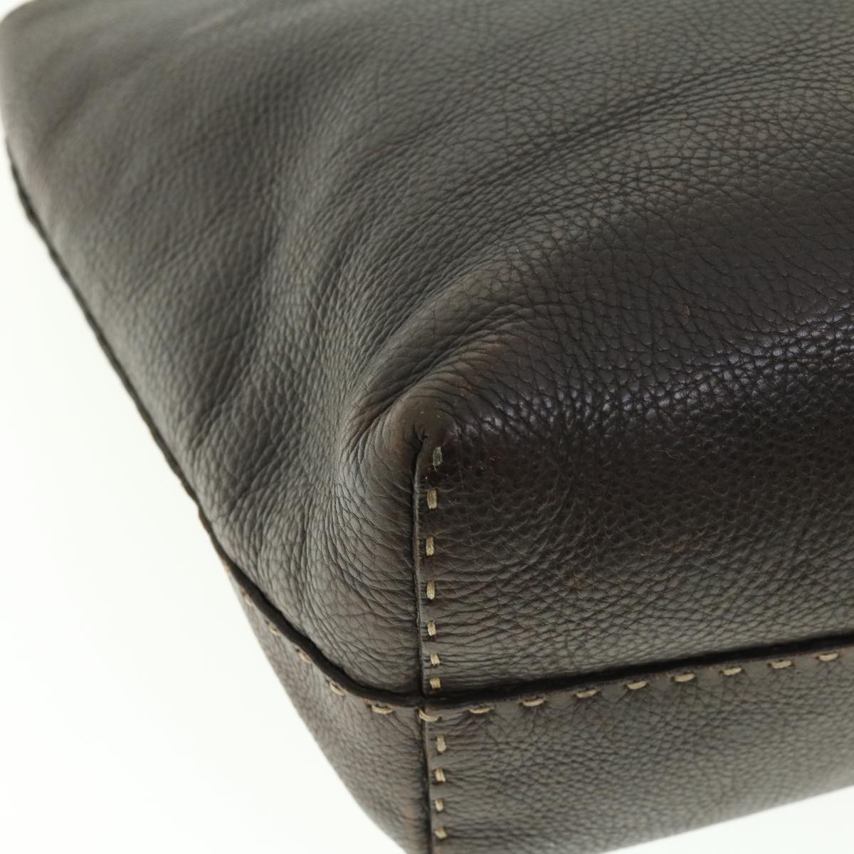 FENDI Tote Bag Leather Brown  rd4683