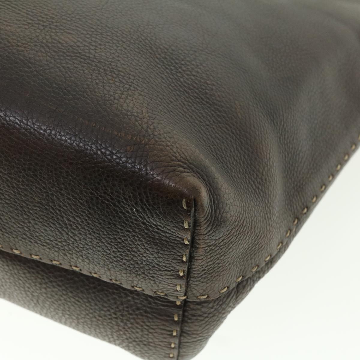 FENDI Tote Bag Leather Brown  rd4683