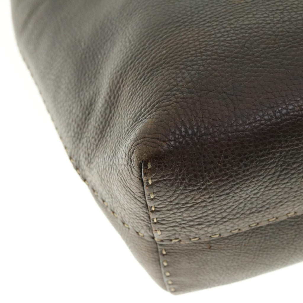 FENDI Tote Bag Leather Brown  rd4683