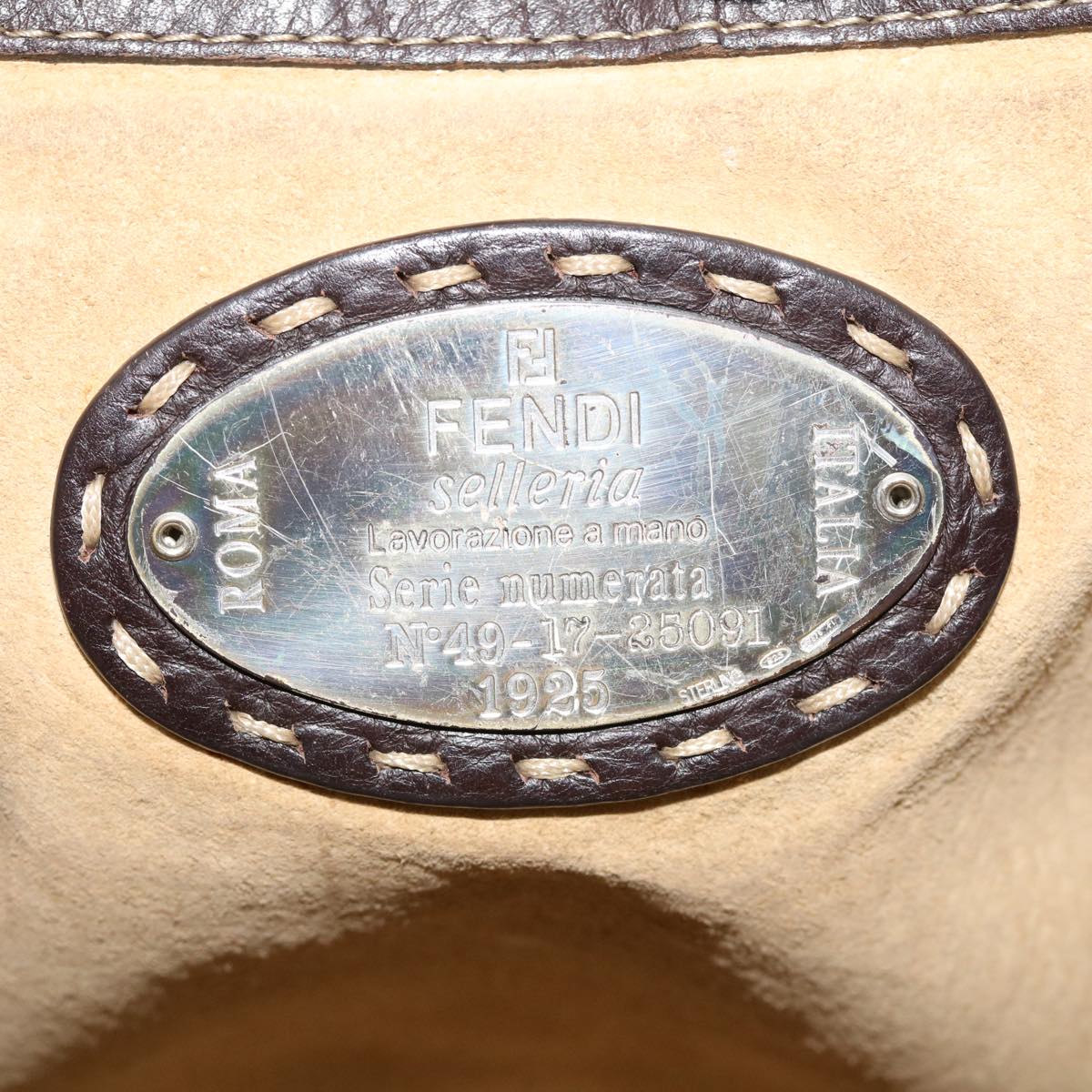 FENDI Tote Bag Leather Brown  rd4683