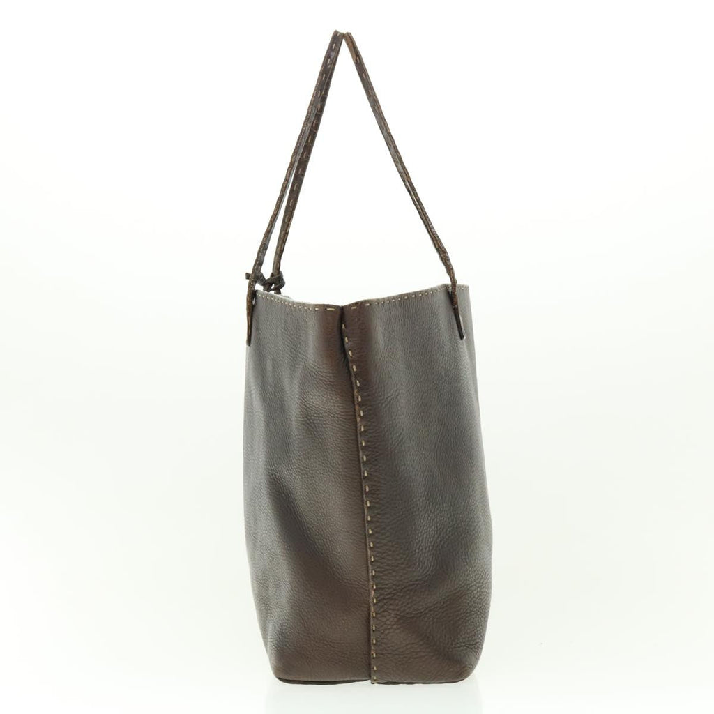 FENDI Tote Bag Leather Brown  rd4683