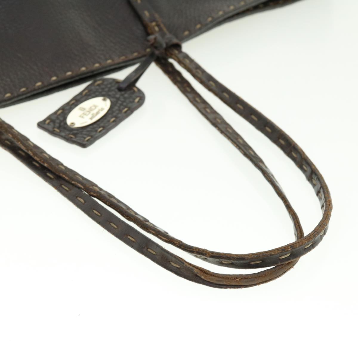 FENDI Tote Bag Leather Brown  rd4683