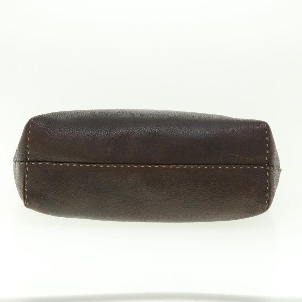 FENDI Tote Bag Leather Brown  rd4683