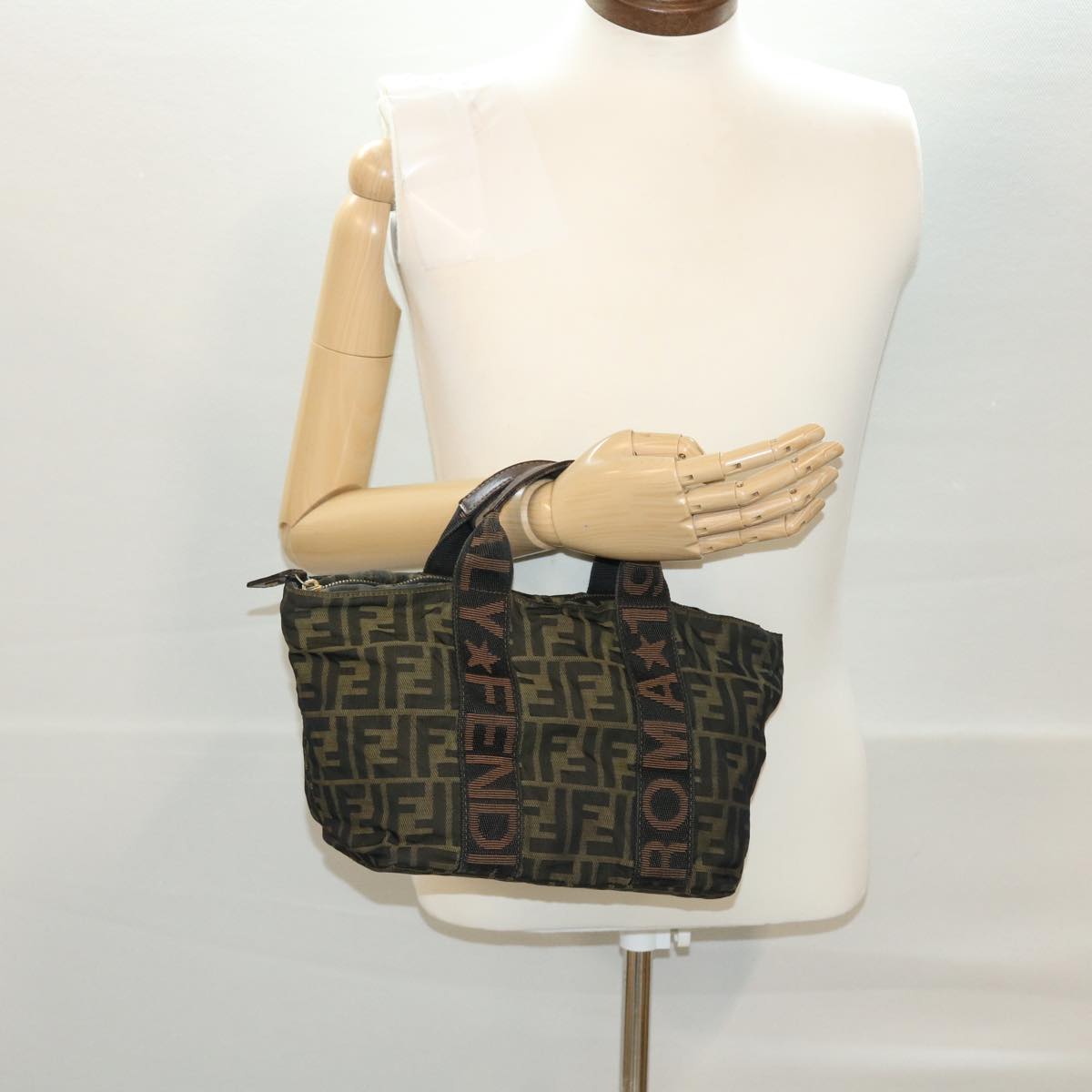 FENDI Zucca Canvas Hand Bag Black Brown  rd4762