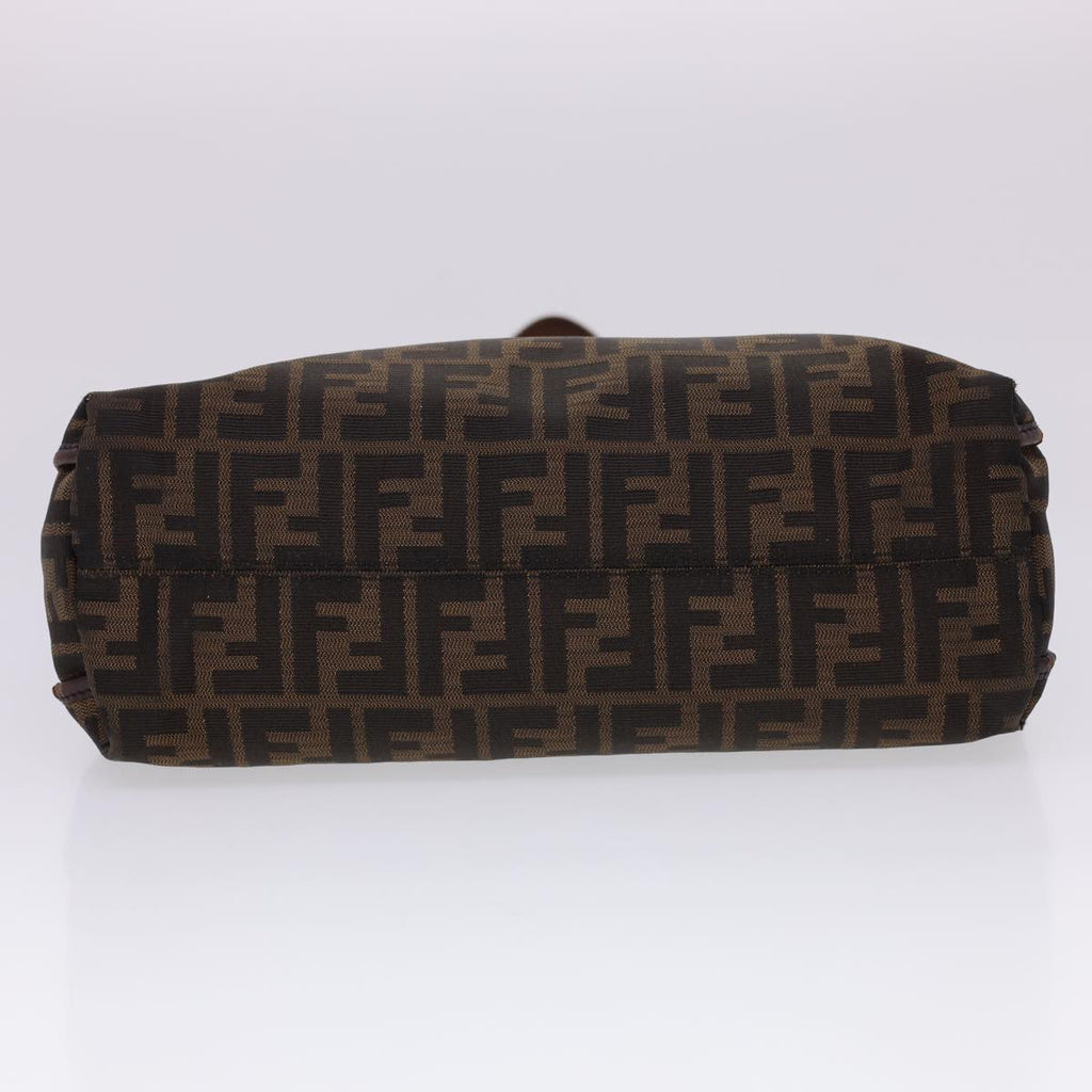 FENDI Zucca Canvas Tote Bag Nylon Brown Black  rd4786