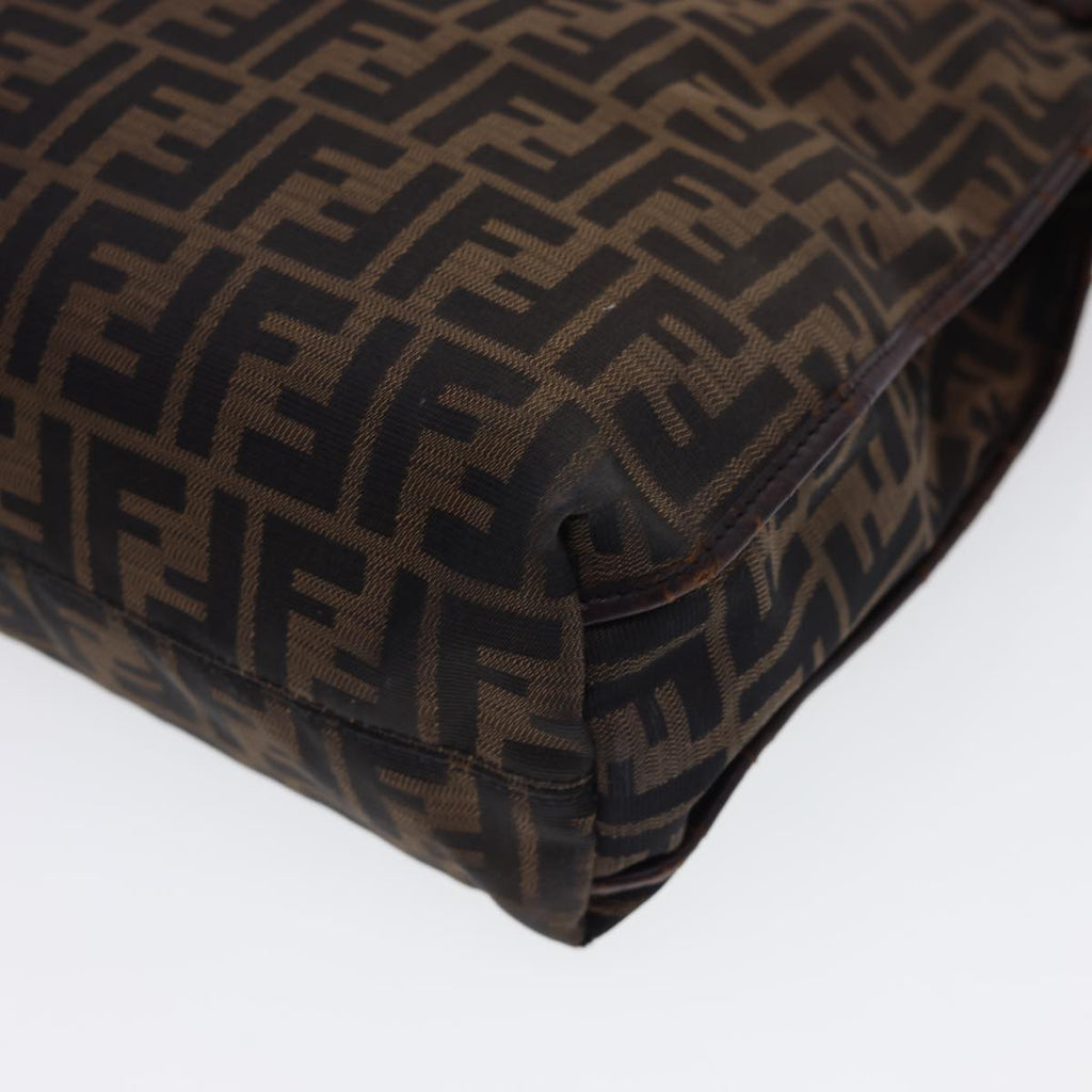 FENDI Zucca Canvas Tote Bag Nylon Brown Black  rd4786