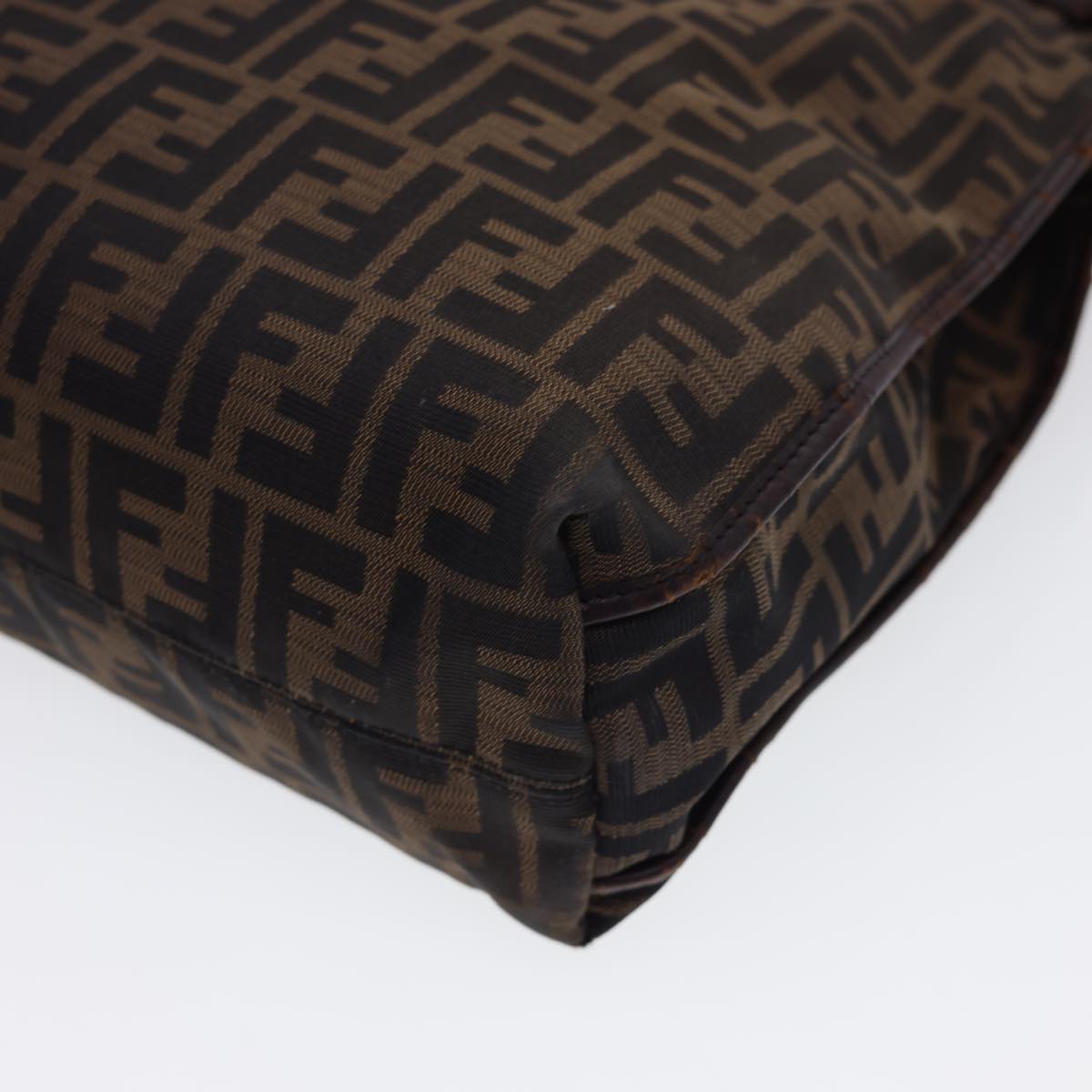 FENDI Zucca Canvas Tote Bag Nylon Brown Black  rd4786