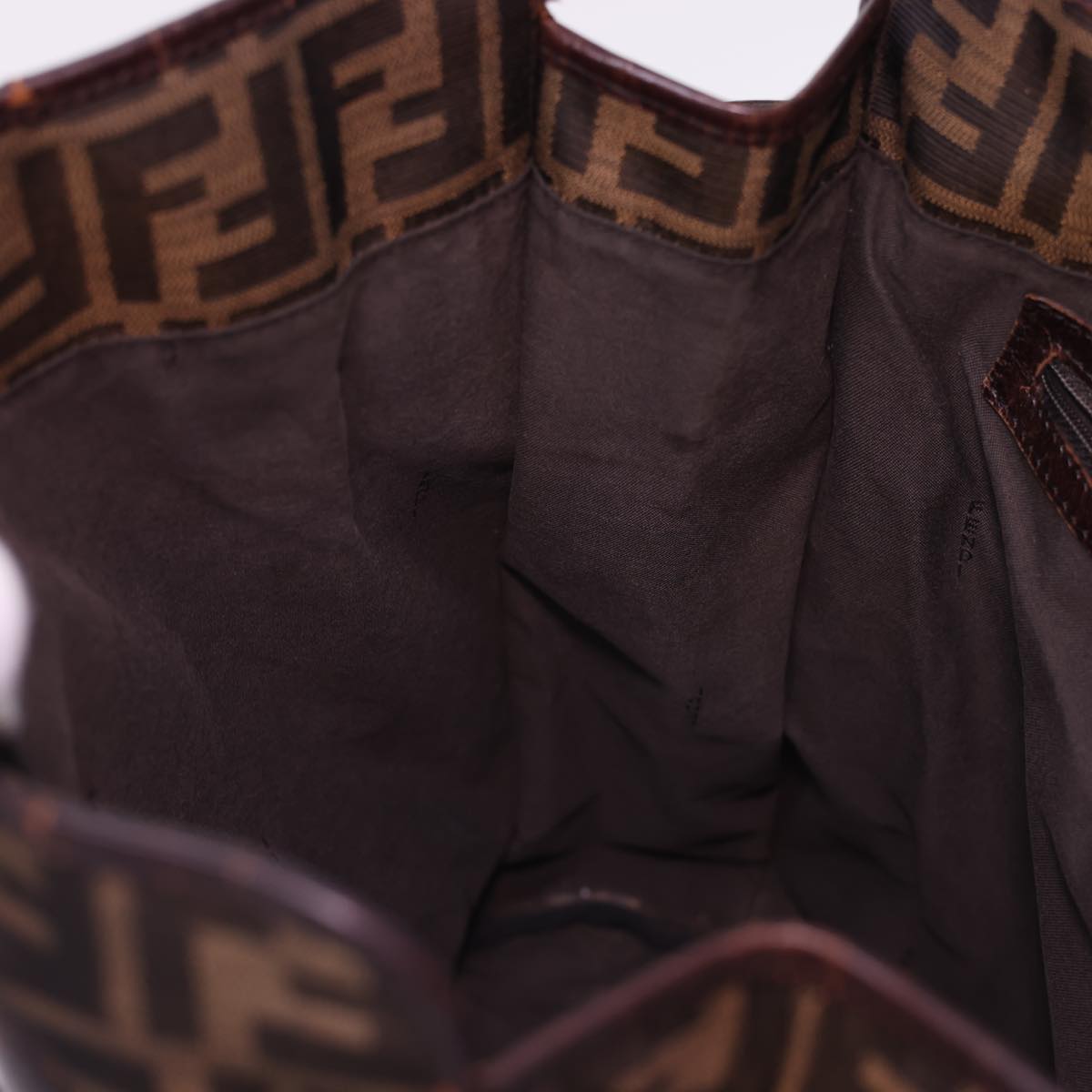 FENDI Zucca Canvas Tote Bag Nylon Brown Black  rd4786
