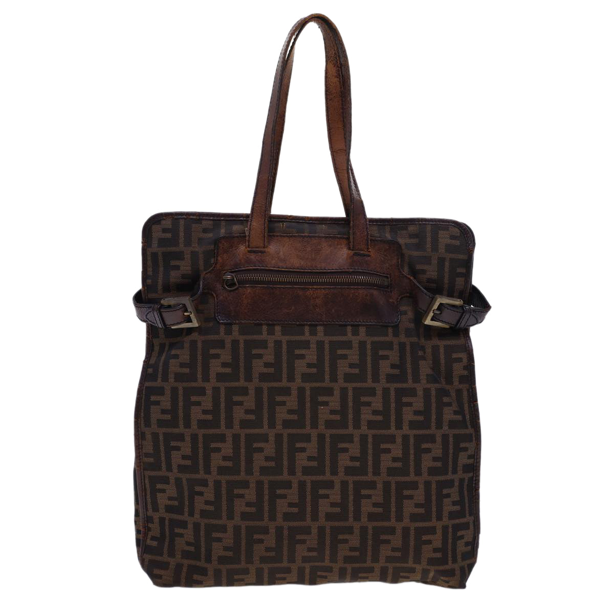 FENDI Zucca Canvas Tote Bag Nylon Brown Black  rd4786