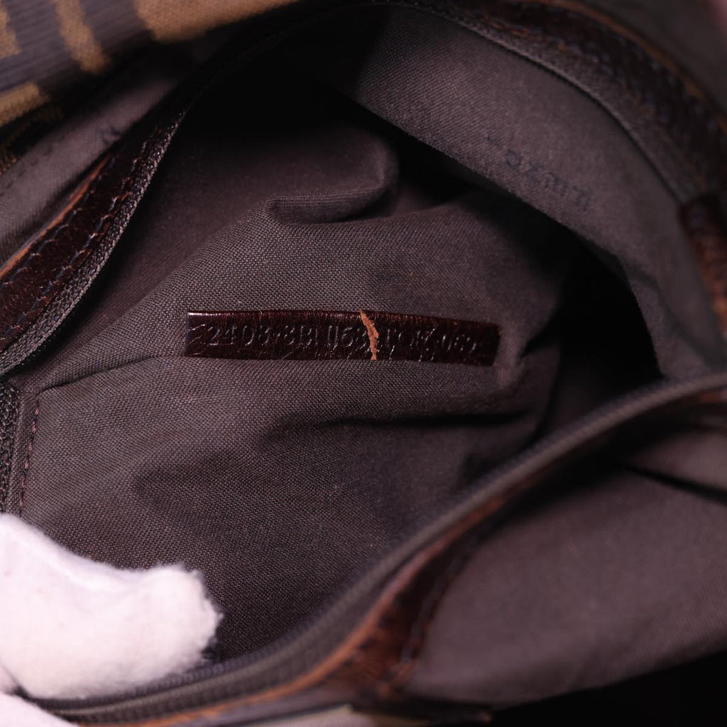 FENDI Zucca Canvas Tote Bag Nylon Brown Black  rd4786