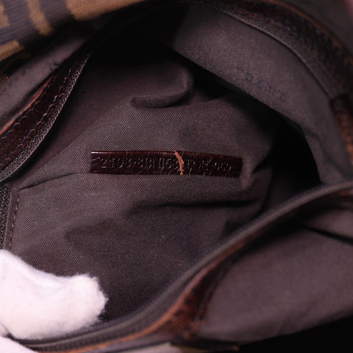 FENDI Zucca Canvas Tote Bag Nylon Brown Black  rd4786