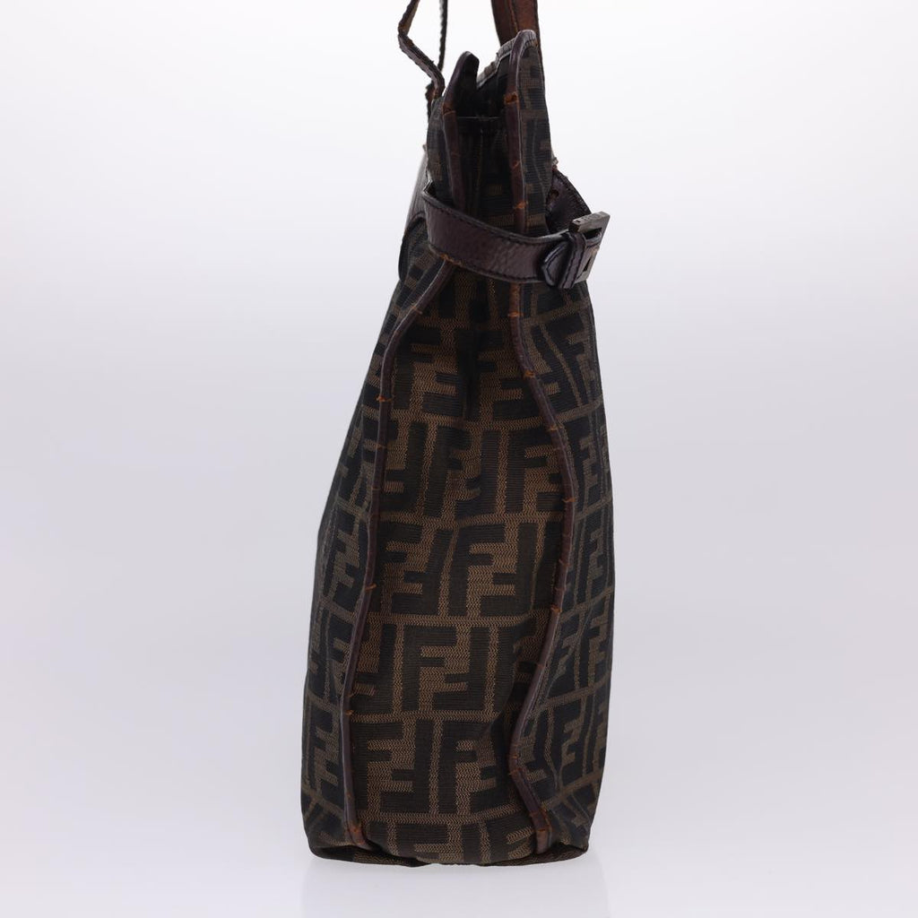 FENDI Zucca Canvas Tote Bag Nylon Brown Black  rd4786