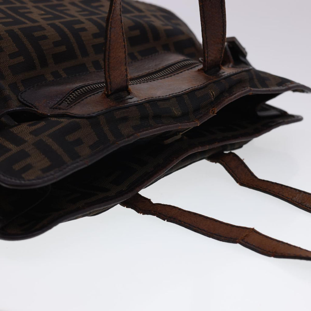 FENDI Zucca Canvas Tote Bag Nylon Brown Black  rd4786