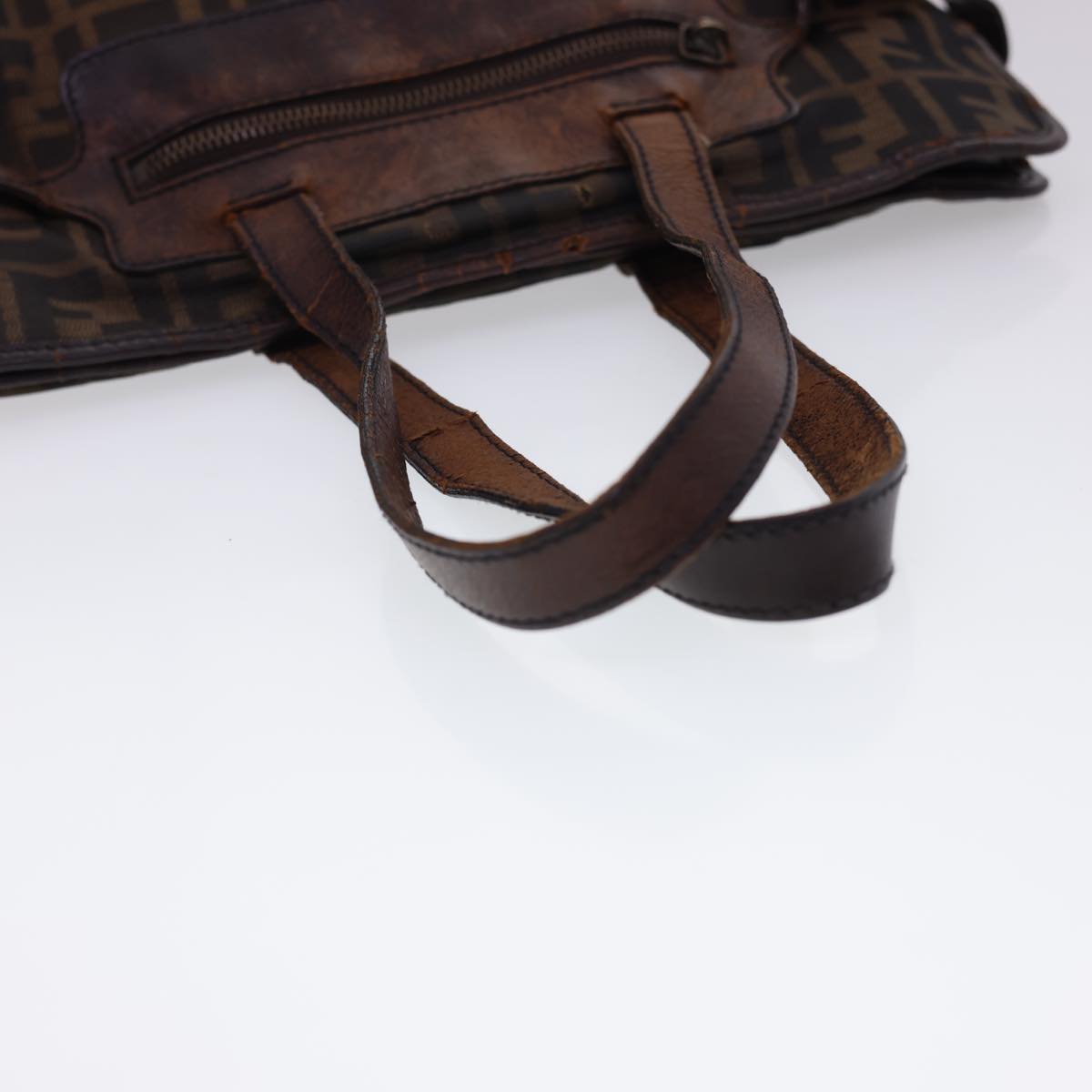 FENDI Zucca Canvas Tote Bag Nylon Brown Black  rd4786