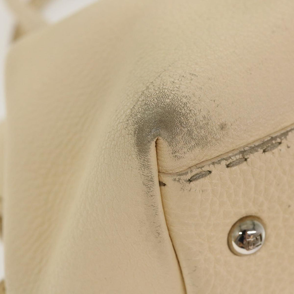 FENDI Celeria Hand Bag Leather Beige  rd4791