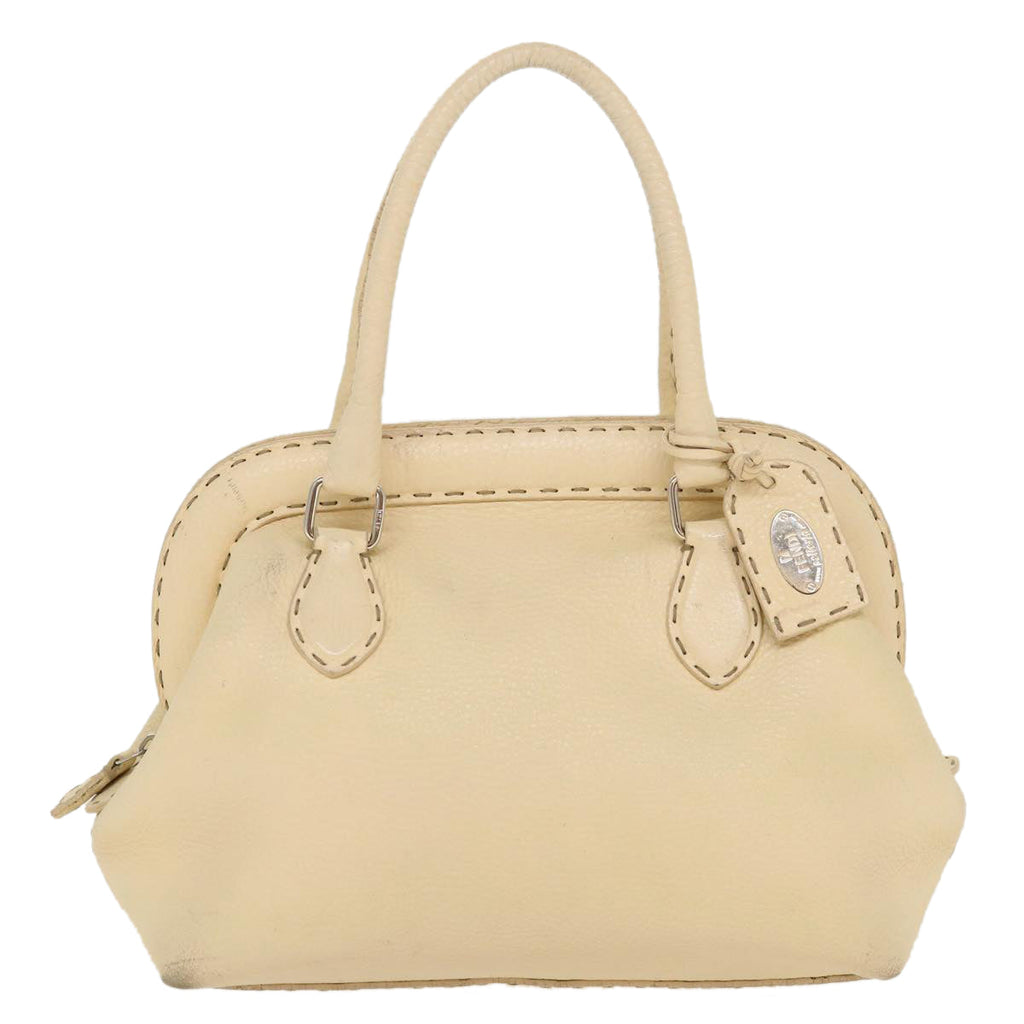FENDI Celeria Hand Bag Leather Beige  rd4791