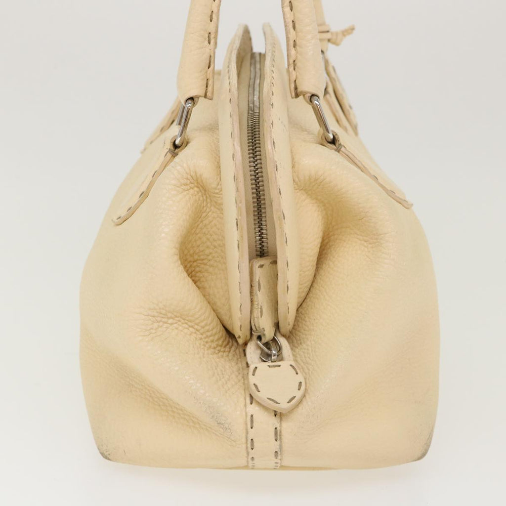 FENDI Celeria Hand Bag Leather Beige  rd4791