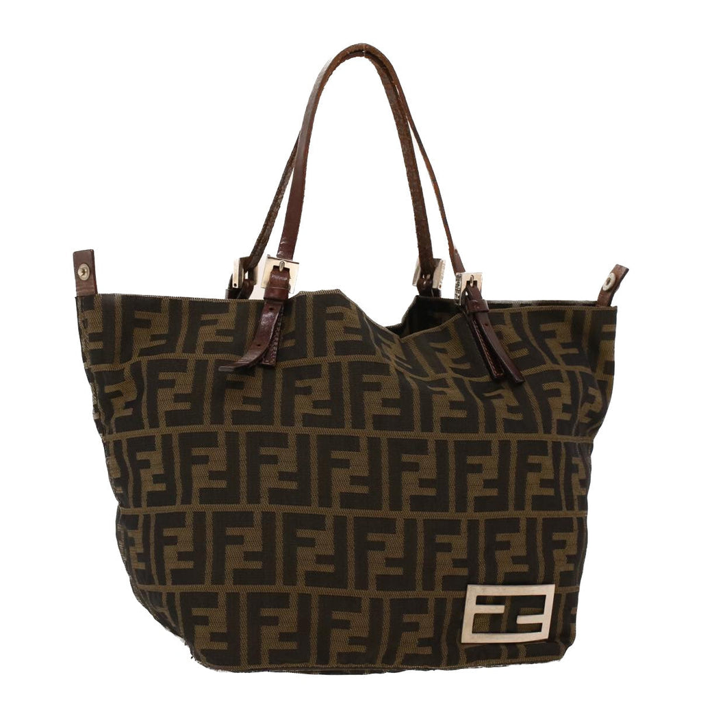 FENDI Zucca Canvas Hand Bag Black Brown 2220-26635-98  rd5177