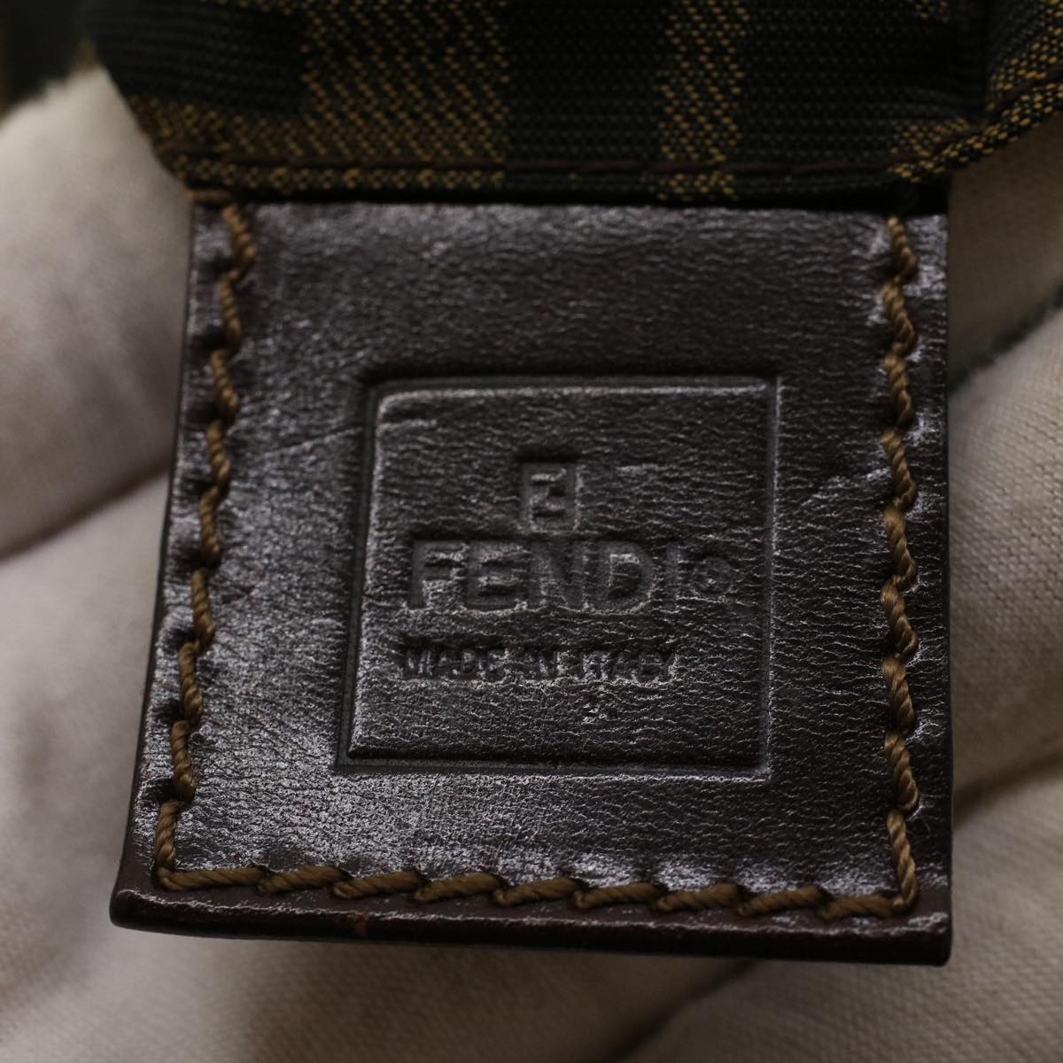 FENDI Zucca Canvas Hand Bag Black Brown 2220-26635-98 Auth rd5177