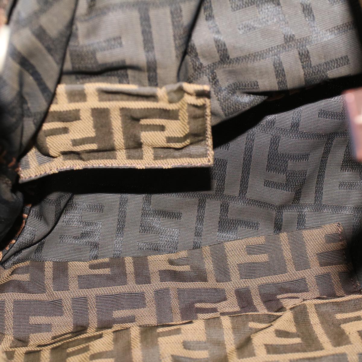 FENDI Zucca Canvas Hand Bag Black Brown 2220-26635-98  rd5177