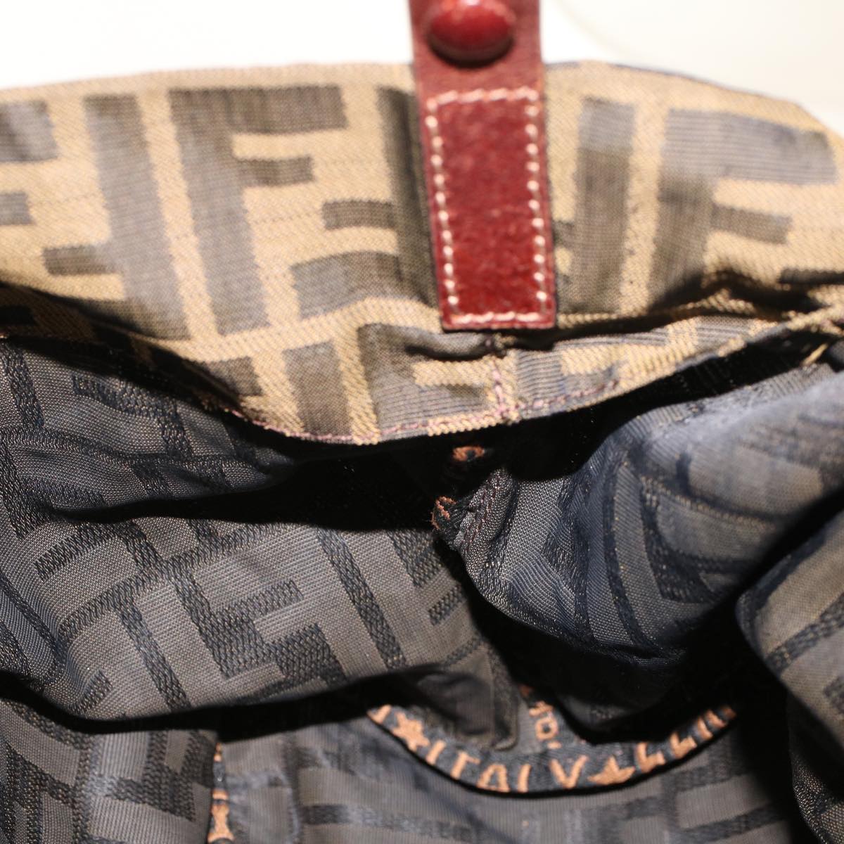 FENDI Zucca Canvas Hand Bag Black Brown 2220-26635-98  rd5177