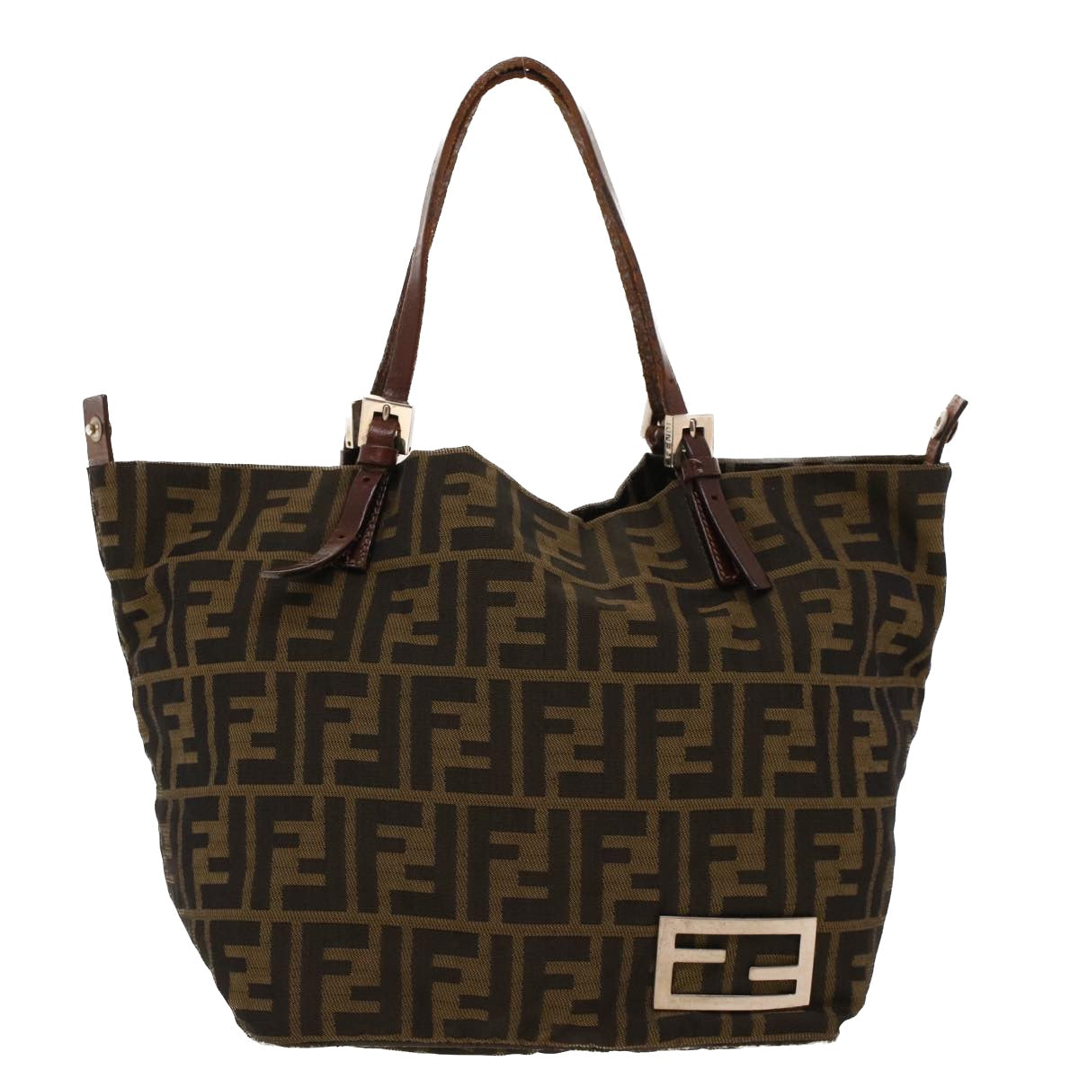 FENDI Zucca Canvas Hand Bag Black Brown 2220-26635-98  rd5177