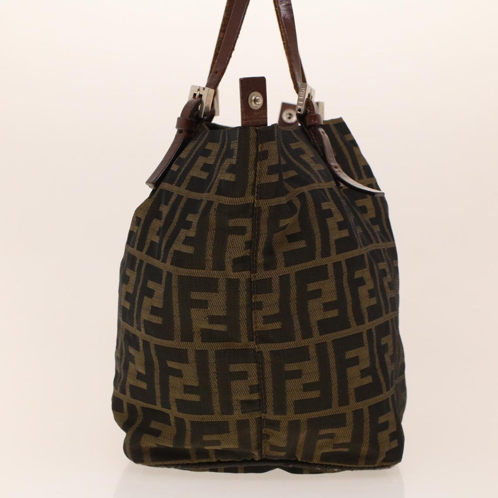 FENDI Zucca Canvas Hand Bag Black Brown 2220-26635-98 Auth rd5177