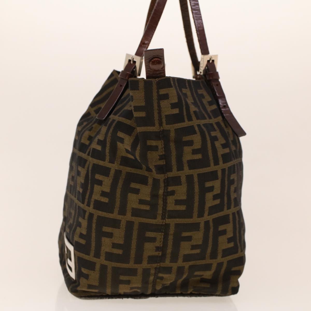 FENDI Zucca Canvas Hand Bag Black Brown 2220-26635-98  rd5177
