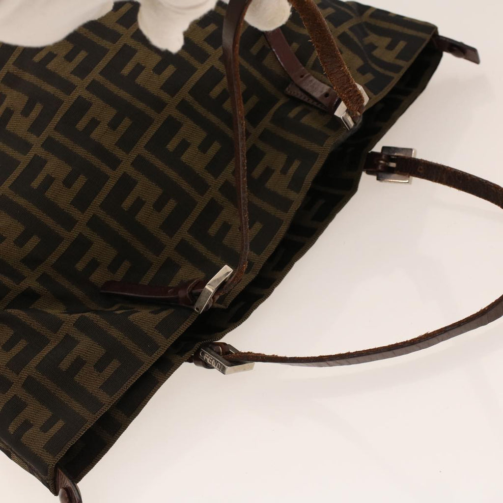 FENDI Zucca Canvas Hand Bag Black Brown 2220-26635-98  rd5177