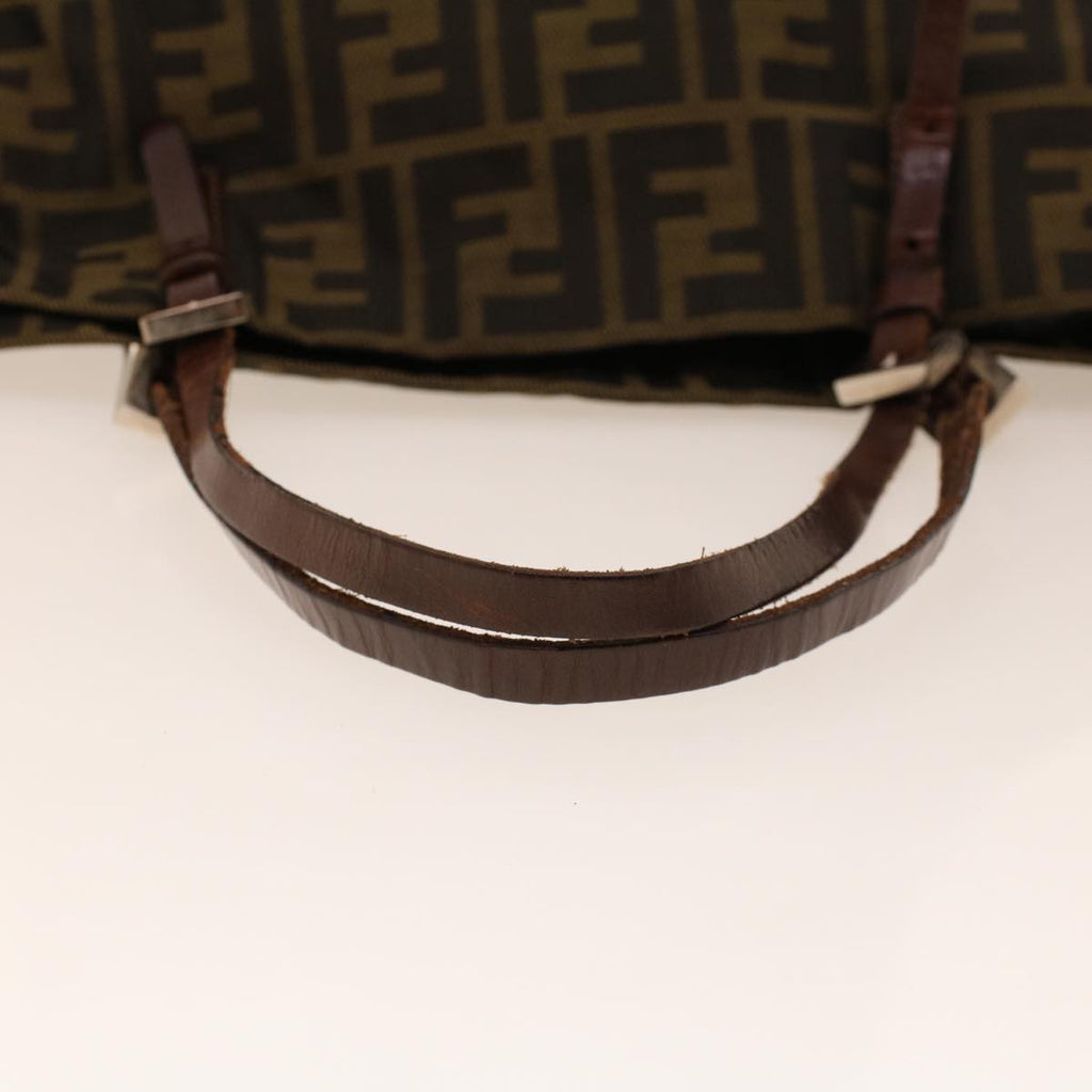 FENDI Zucca Canvas Hand Bag Black Brown 2220-26635-98 Auth rd5177