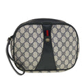 GUCCI GG Canvas Sherry Line Clutch Bag Gray Red Navy 89.01.034  rd5207