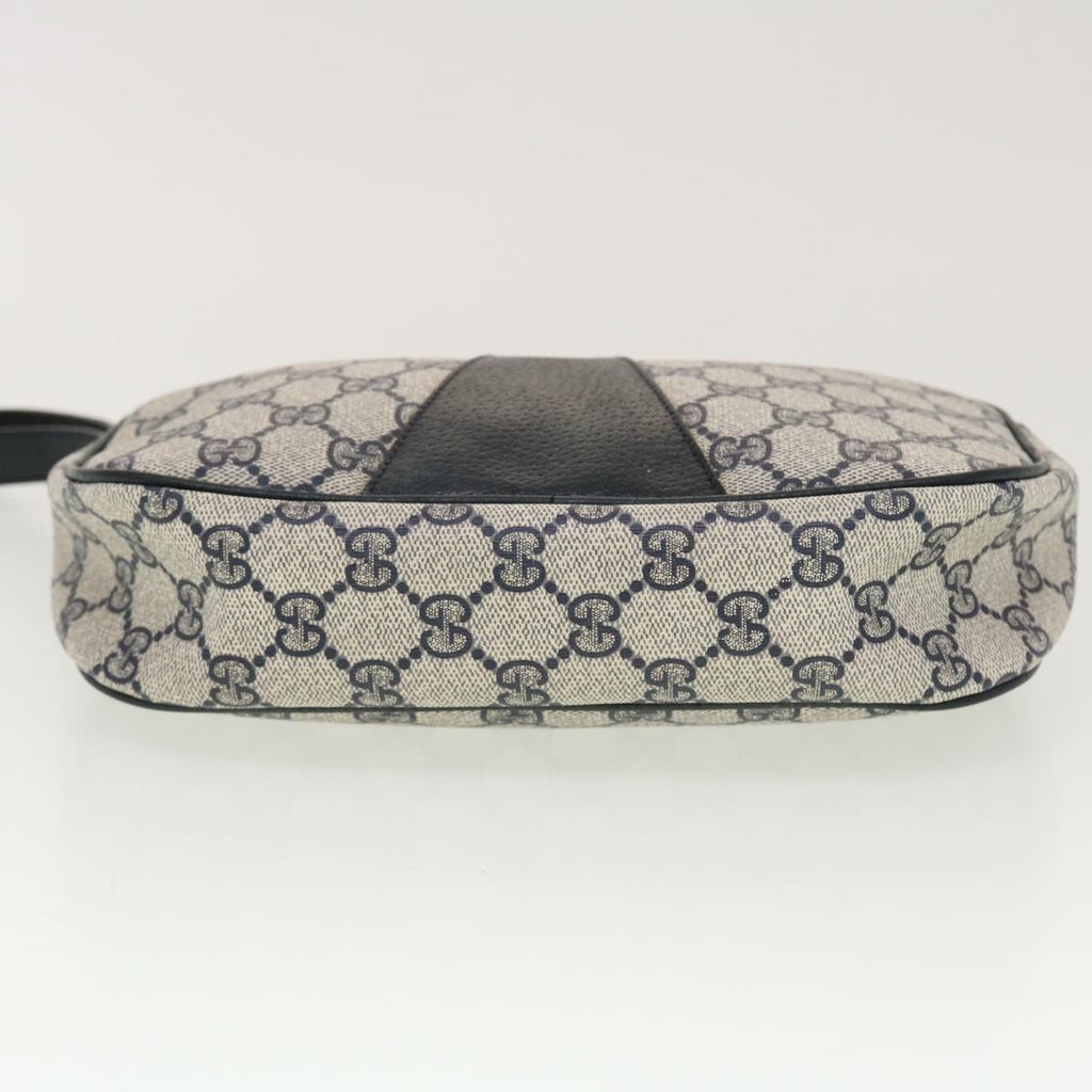 GUCCI GG Canvas Sherry Line Clutch Bag Gray Red Navy 89.01.034  rd5207