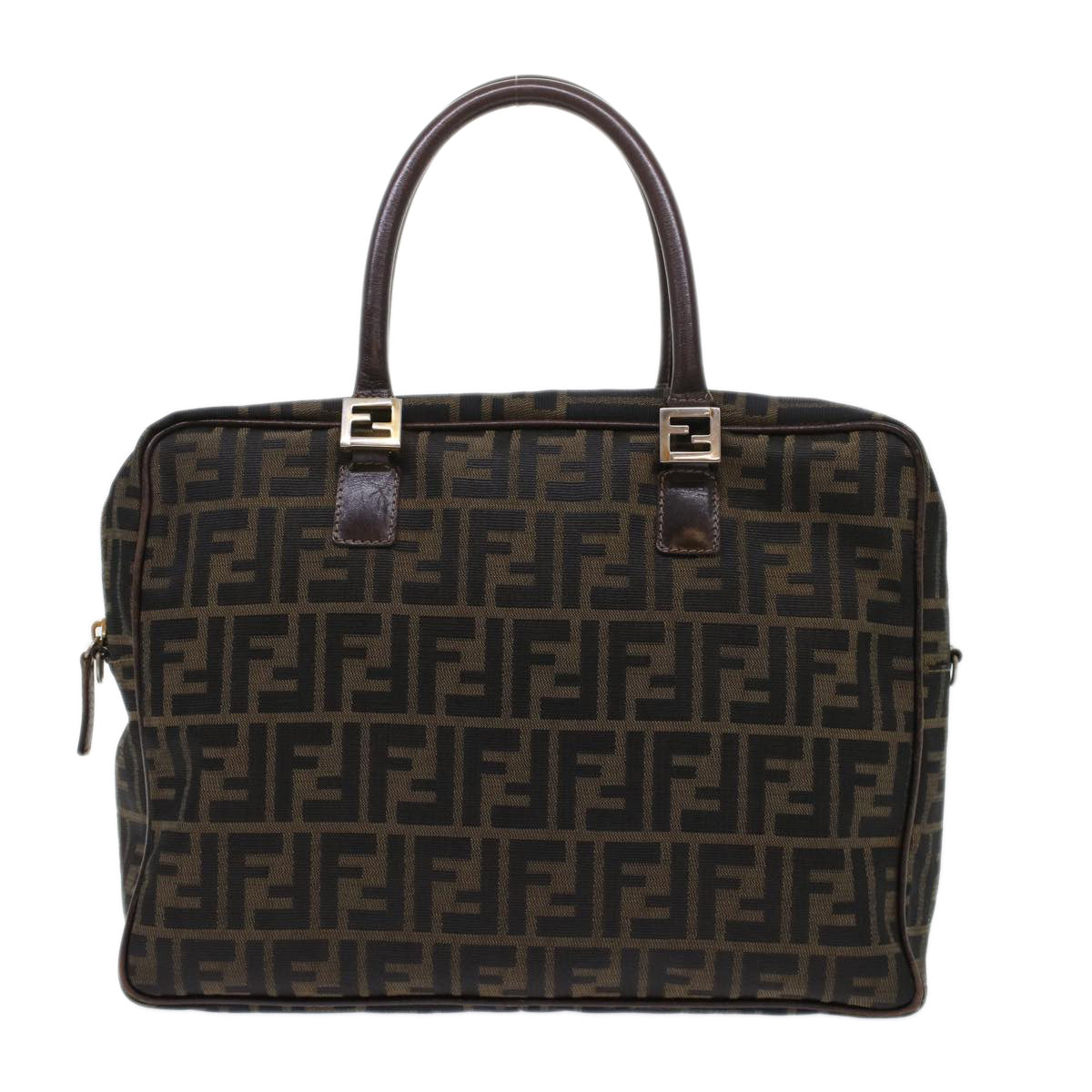 FENDI Zucca Canvas Hand Bag Black Brown  rd5604