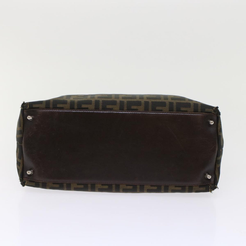 FENDI Zucca Canvas Hand Bag 2way Black Brown  rd5605