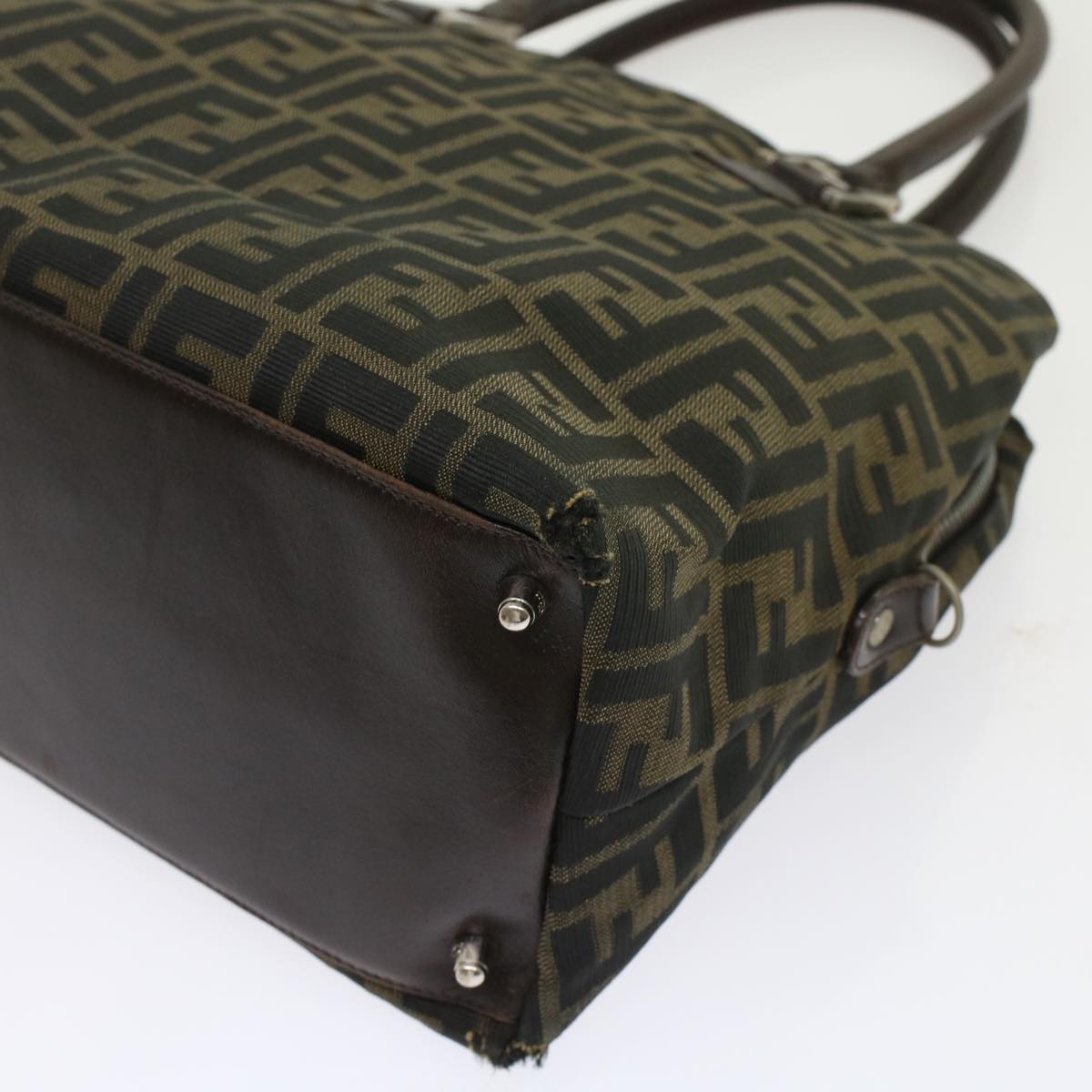 FENDI Zucca Canvas Hand Bag 2way Black Brown  rd5605