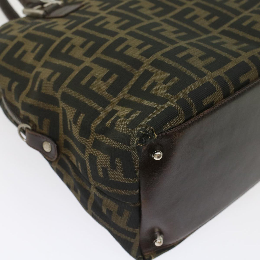 FENDI Zucca Canvas Hand Bag 2way Black Brown  rd5605