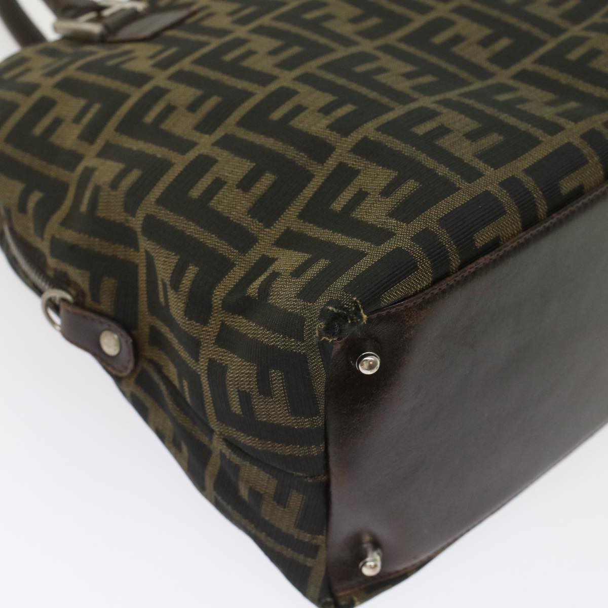 FENDI Zucca Canvas Hand Bag 2way Black Brown  rd5605
