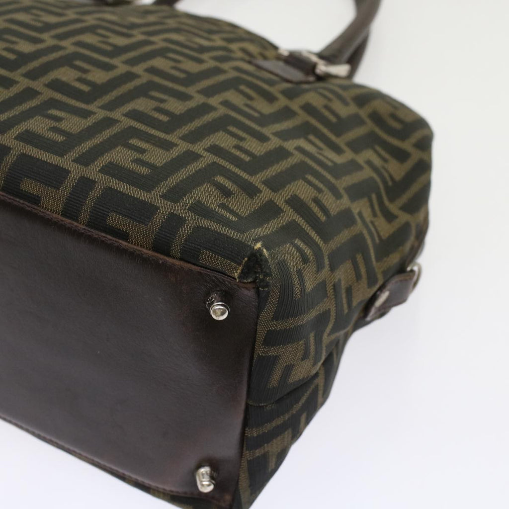 FENDI Zucca Canvas Hand Bag 2way Black Brown  rd5605