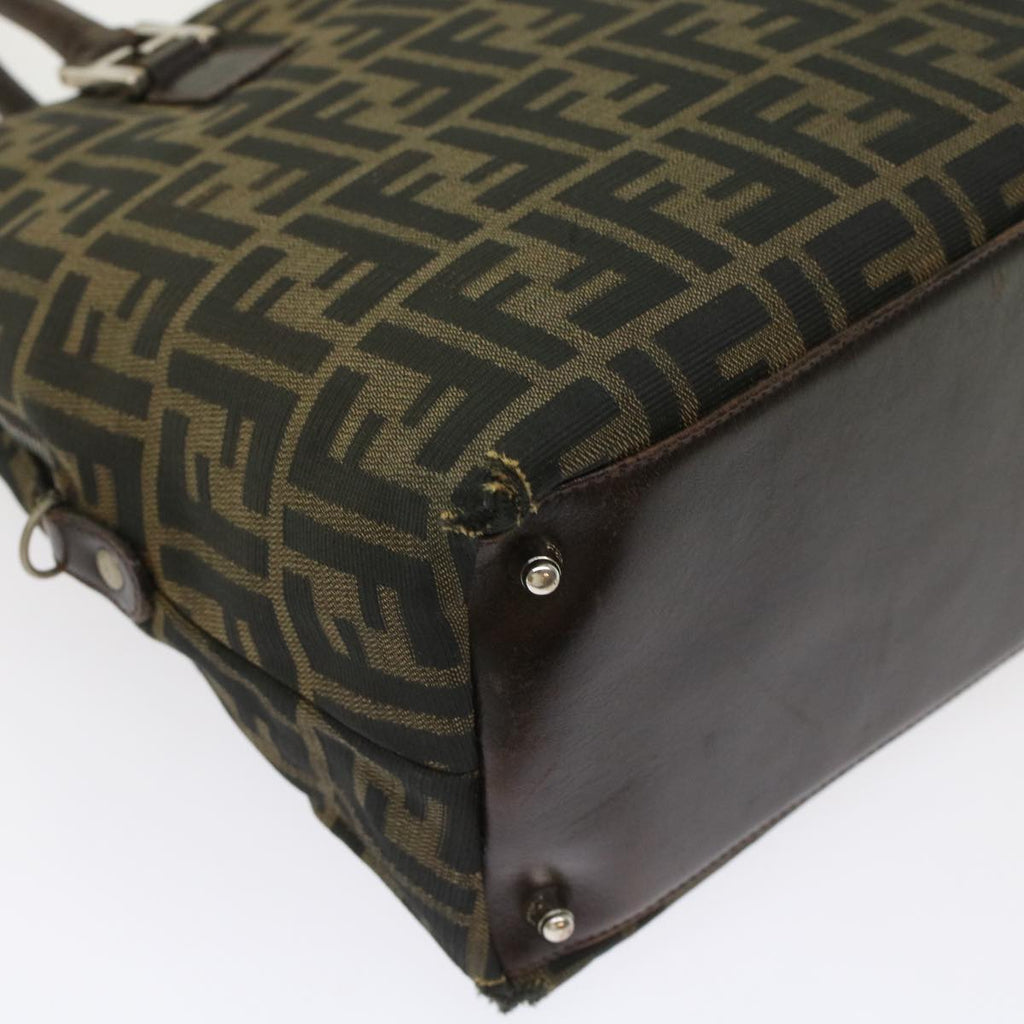 FENDI Zucca Canvas Hand Bag 2way Black Brown  rd5605