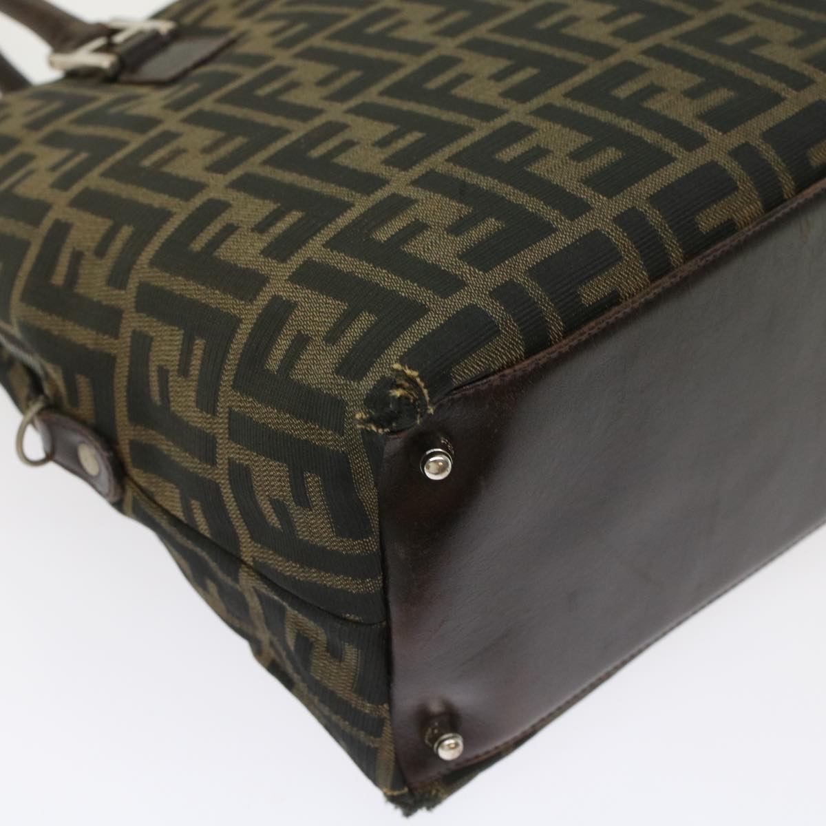 FENDI Zucca Canvas Hand Bag 2way Black Brown  rd5605