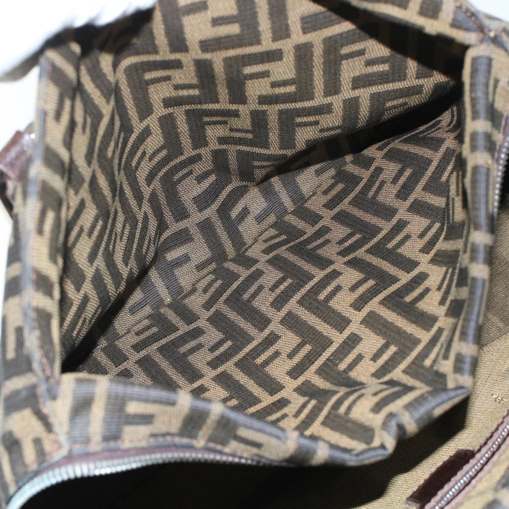 FENDI Zucca Canvas Hand Bag 2way Black Brown  rd5605
