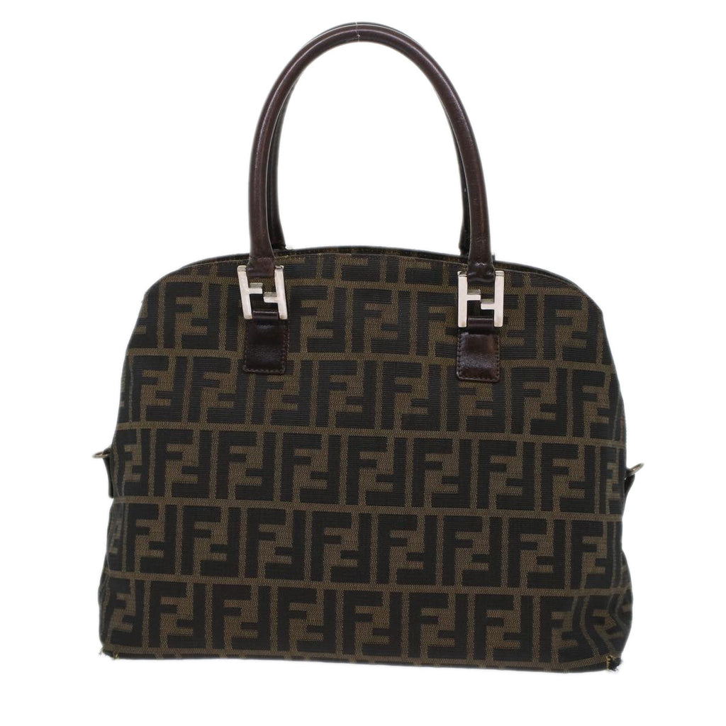 FENDI Zucca Canvas Hand Bag 2way Black Brown  rd5605