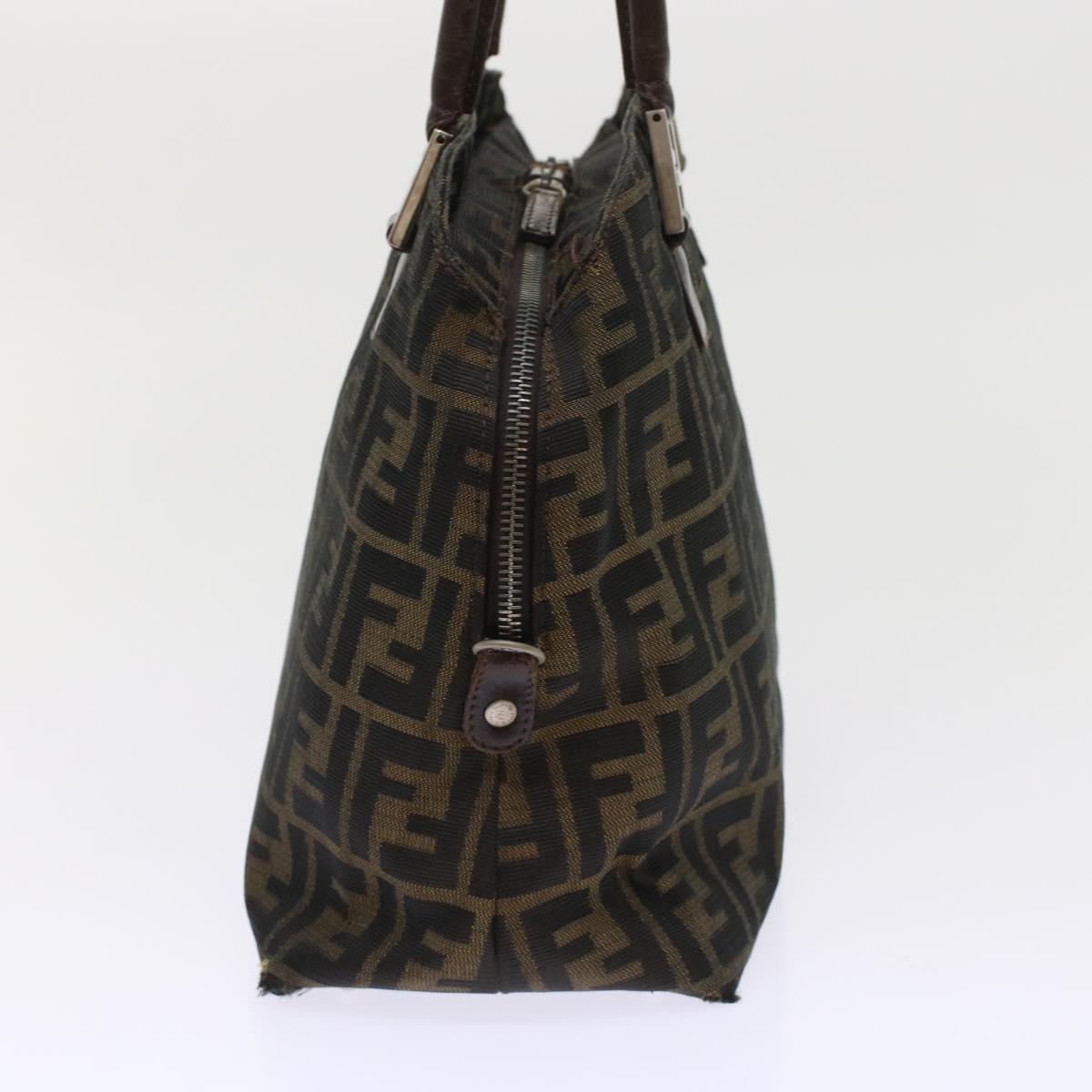 FENDI Zucca Canvas Hand Bag 2way Black Brown  rd5605