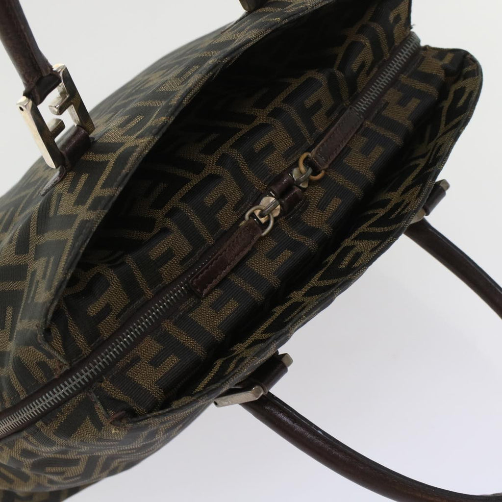 FENDI Zucca Canvas Hand Bag 2way Black Brown  rd5605